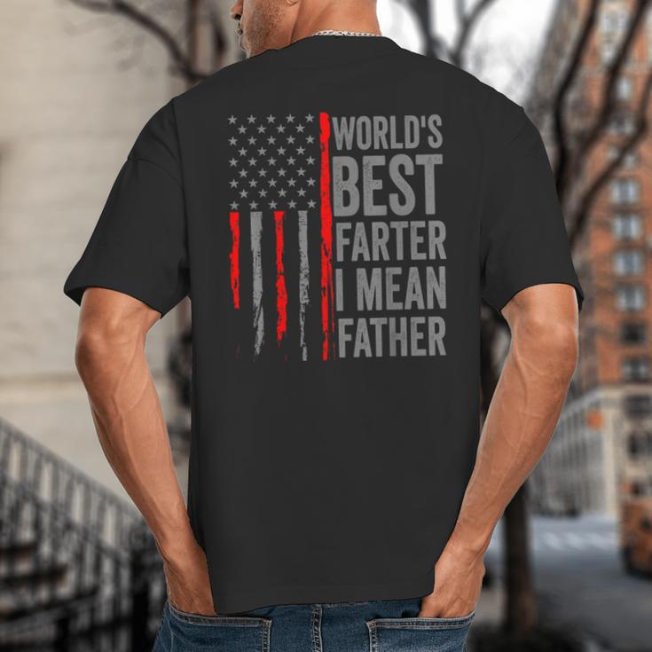 Retro Dad World's Best Farter I Mean Father Vintage Flag Usa Big And Tall Men's T-Shirt Back Print