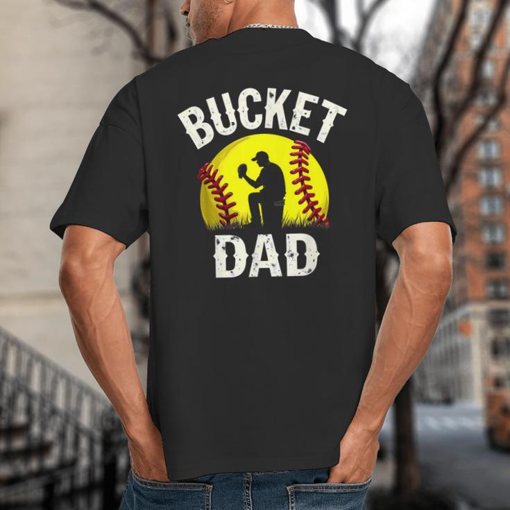Retro Daddy Bucket Dad Softball Girl Big And Tall Men's T-Shirt Back Print