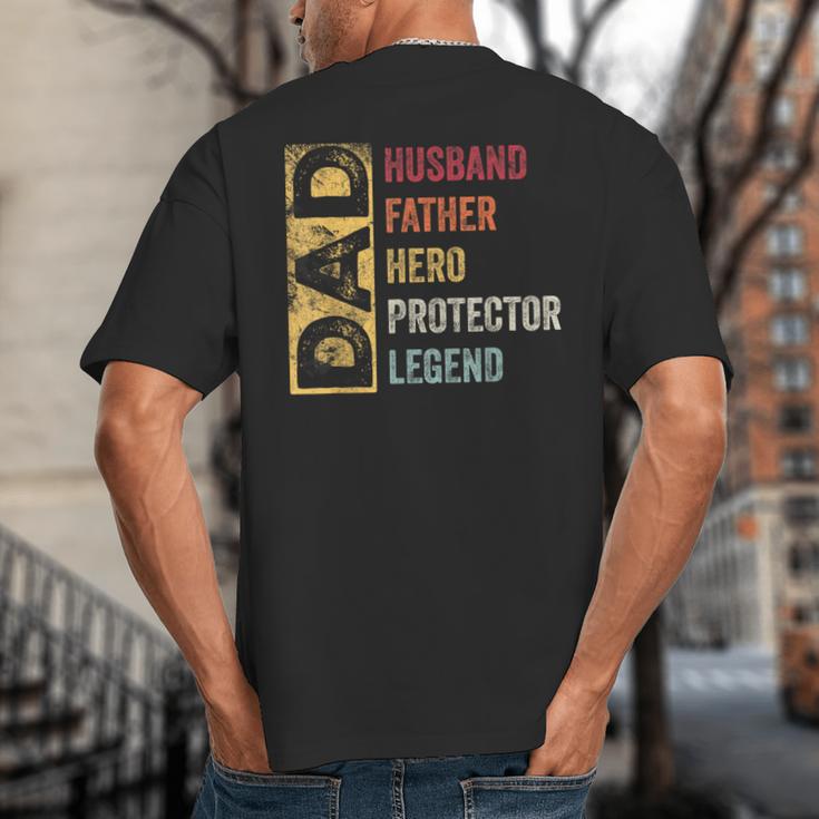 Retro Husband Father Hero Protector Legend Father Day Dad Big And Tall Men's T-Shirt Back Print