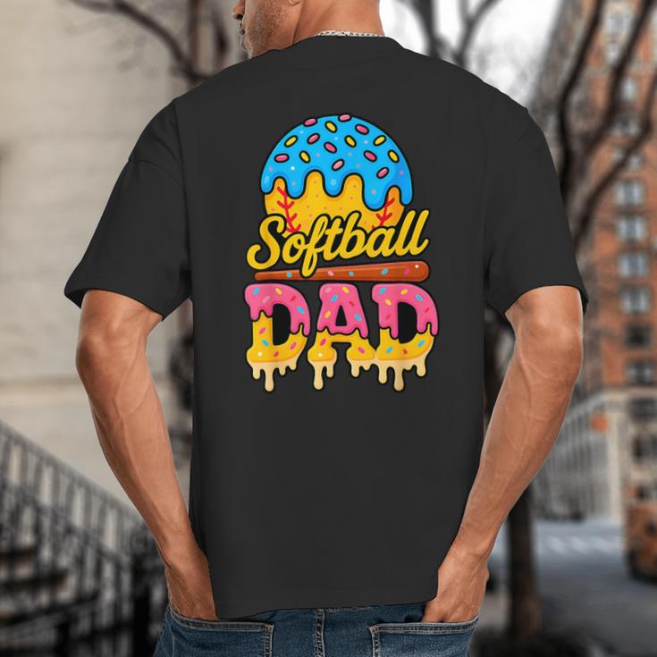 Retro Ice Cream Drip Softball Dad Game Day Dad Father's Day Big And Tall Men's T-Shirt Back Print