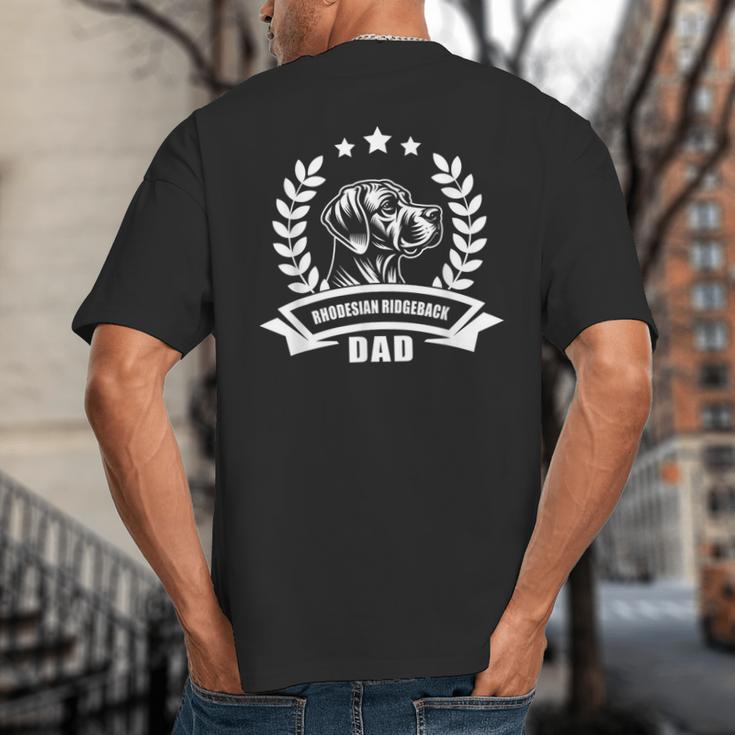 Rhodesian Ridgeback Dad With Banner And Ear Wreath Big And Tall Men's T-Shirt Back Print