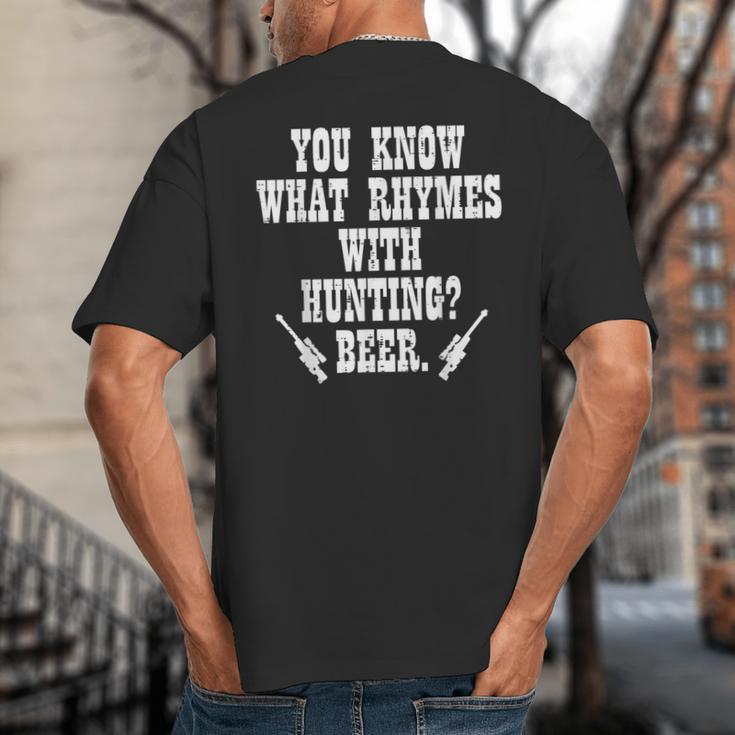 What Rhymes With Hunting Deer Hunter Dad Grandpa Men Big And Tall Men's T-Shirt Back Print