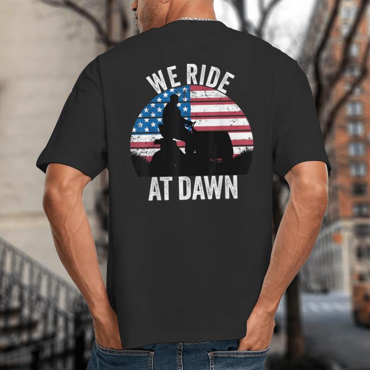 We Ride At Dawn Lawnmower Lawn Mowing Dad Vintage Men Big And Tall Men's T-Shirt Back Print