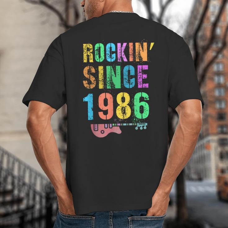 Rockin' Since 1986 Vintage Rockstar 40th Birthday Mom Dad 40 Big And Tall Men's T-Shirt Back Print