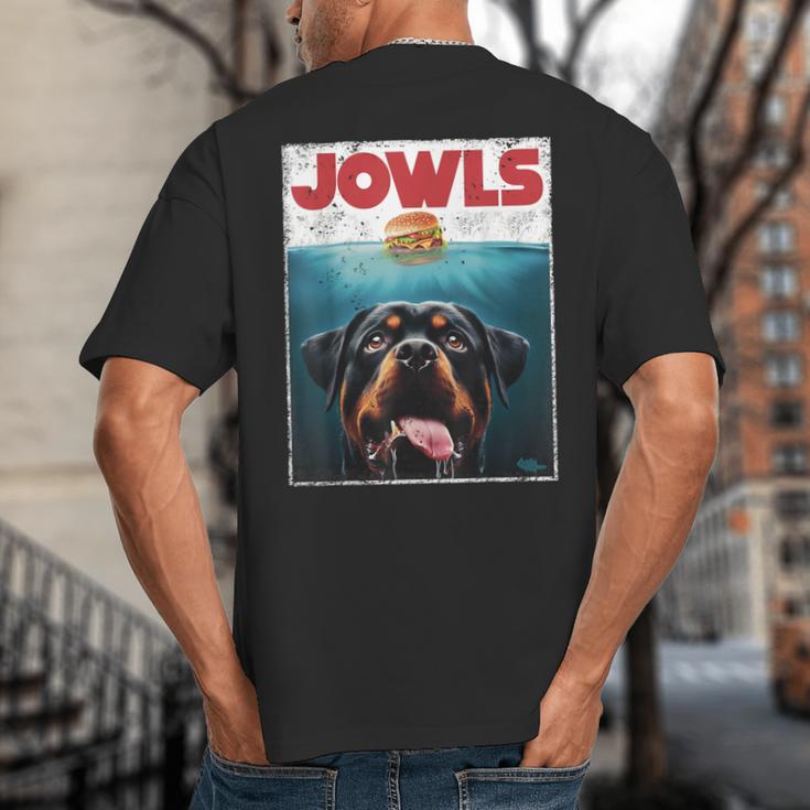 Rottie Rottweiler Jowls Burger Giant Tank Dog Mom Dad Big And Tall Men's T-Shirt Back Print