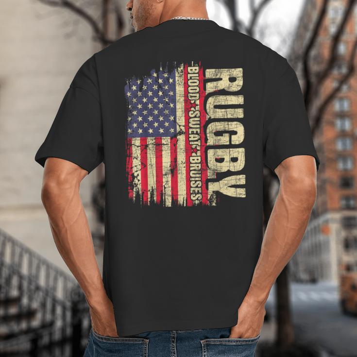 Rugby Blood Sweat Bruises Rugby Player Coach Dad Mom Big And Tall Men's T-Shirt Back Print