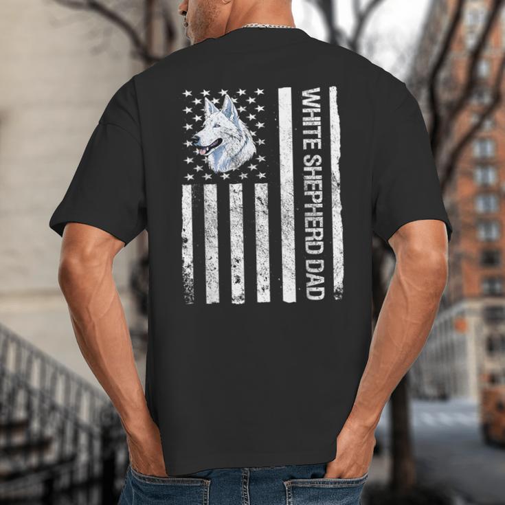 Shepherd Dad USA Flag White German Shepherd Big And Tall Men's T-Shirt Back Print