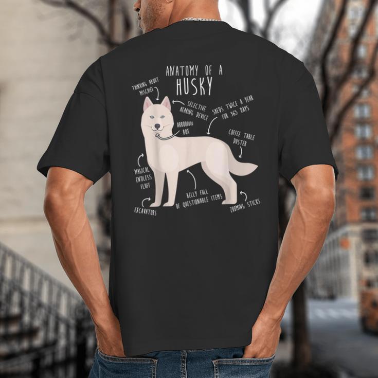 Siberian Husky Dog Anatomy Pet Mom Cute Dog Dad Men Women Kids Big And Tall Men's T-Shirt Back Print