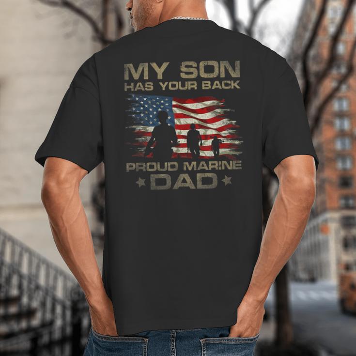 My Son Has Your Back Marine Dad Camouflage Big And Tall Men's T-Shirt Back Print