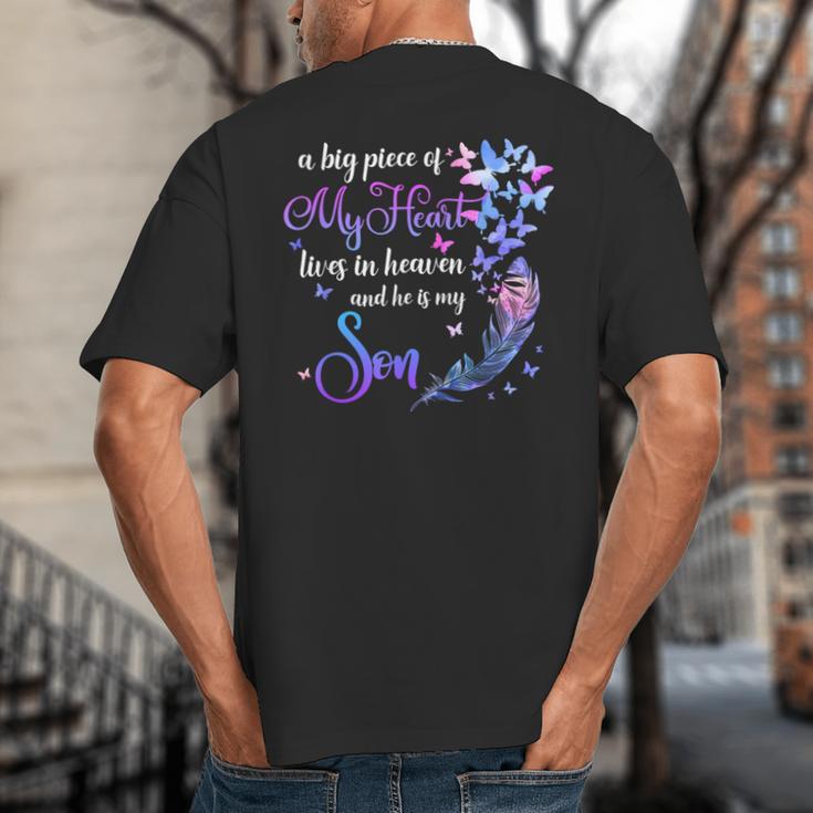 My Son Lives In Heaven Memorial Quotes Love Mom Dad Matching Big And Tall Men's T-Shirt Back Print