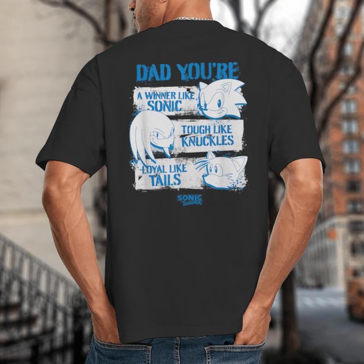 Sonic The Hedgehog Father's Day Dad Qualities Distressed Big And Tall Men's T-Shirt Back Print