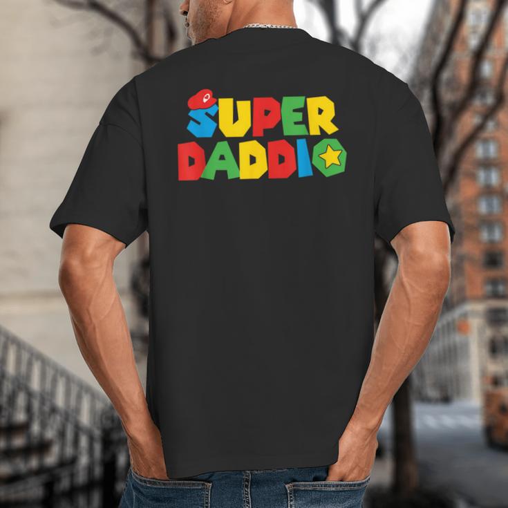 Super Gamer Dad Unleashed Celebrating Fatherly Powers Big And Tall Men's T-Shirt Back Print