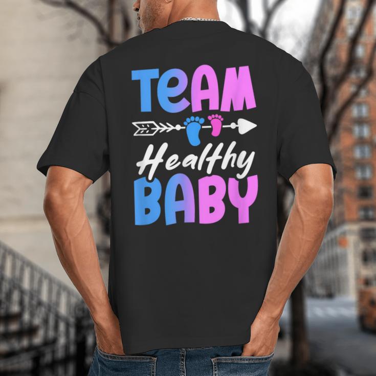 Team Healthy Baby Gender Reveal Pregnancy Mom Dad Big And Tall Men's T-Shirt Back Print