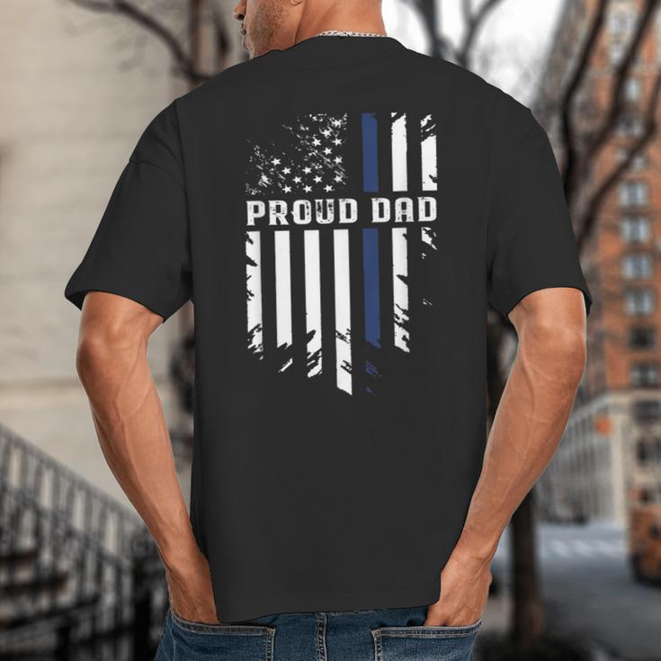 Thin Blue Line Proud Dad Police Family T-Shirt Big And Tall Men's T-Shirt Back Print Thin Blue Line Proud Dad Police Family T-Shirt Big And Tall Men's T-Shirt Back Print