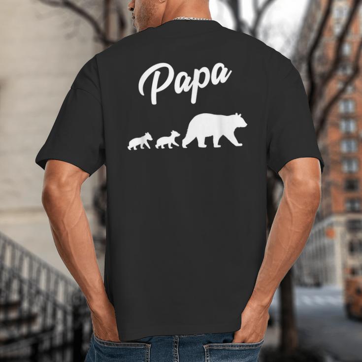 Twin Dad Papa Bear Two Cubs 2 Kids Big And Tall Men's T-Shirt Back Print