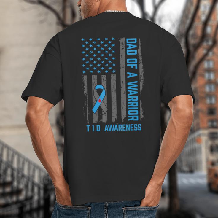 Type 1 Diabetes Awareness T1D Dad Of Warrior Type 1 Diabetic Big And Tall Men's T-Shirt Back Print