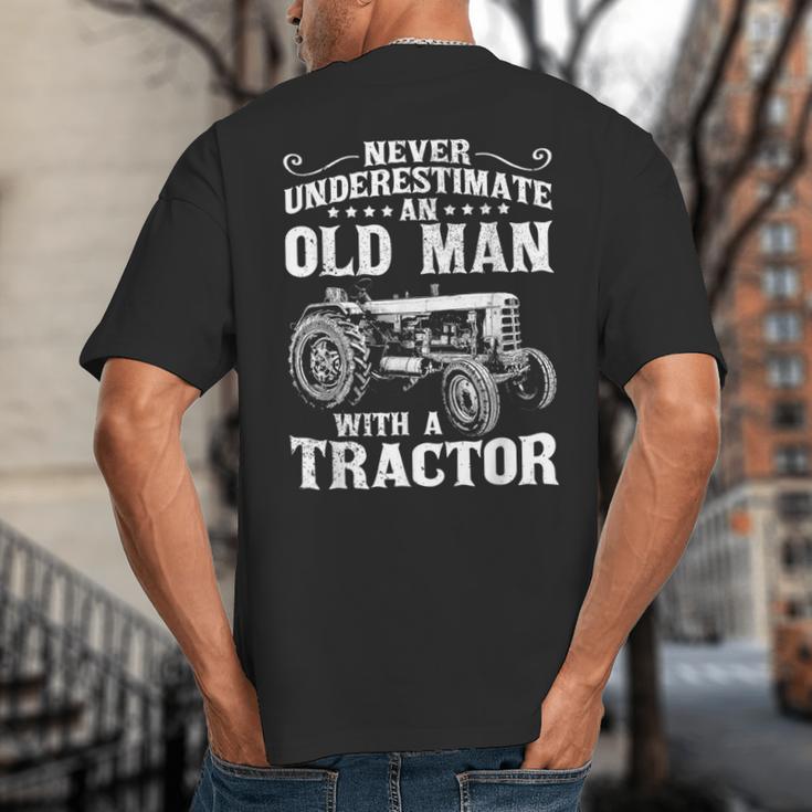Never Underestimate An Old Man Tractor Farmer Dad Big And Tall Men's T-Shirt Back Print Never Underestimate An Old Man Tractor Farmer Dad Big And Tall Men's T-Shirt Back Print