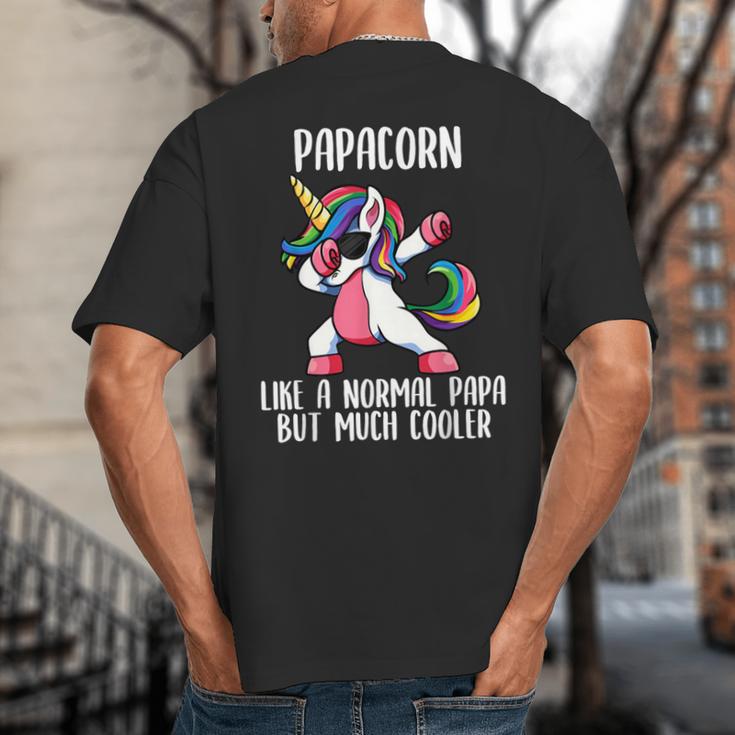 Unicorn Dad Girl Birthday Party Clothing Papacorn Big And Tall Men's T-Shirt Back Print