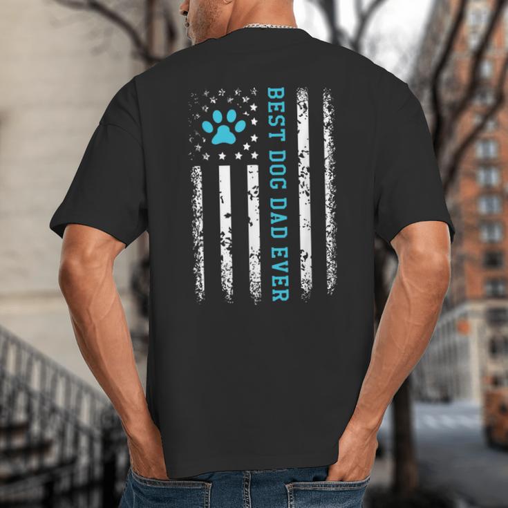 USA Flag Best Dog Dad Ever American Puppy Lover Paw Big And Tall Men's T-Shirt Back Print