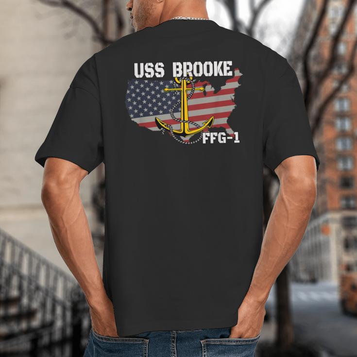 USS Brooke FFG-1 Frigate Veterans Day Son Father Grandpa Dad Big And Tall Men's T-Shirt Back Print