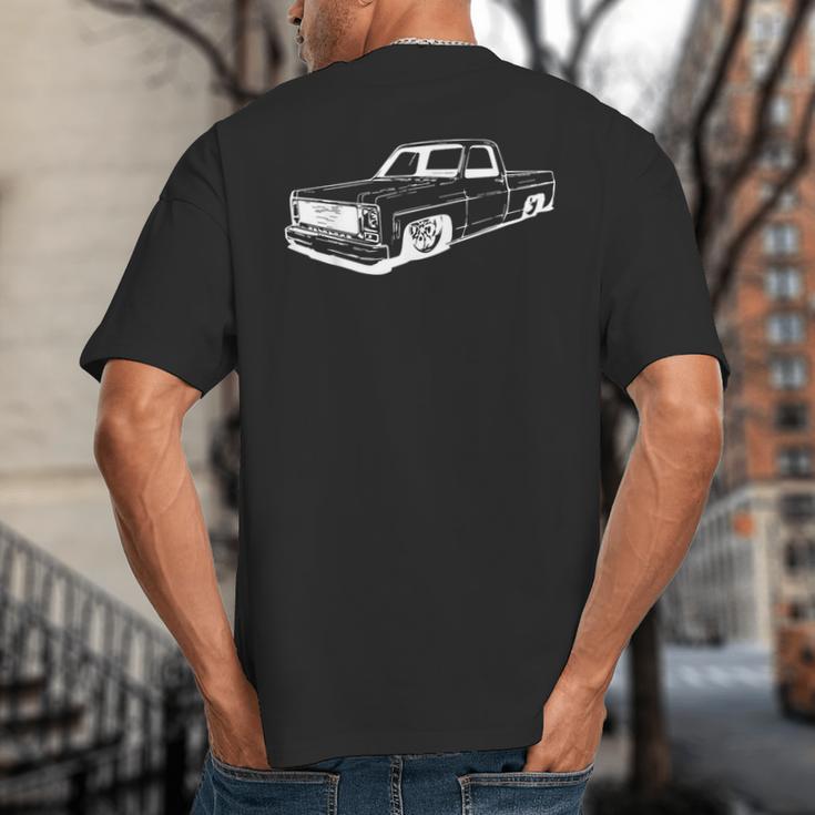 Vintage 73-87 Mini C10 Truck Slammed Graphic Dad Gag Father Big And Tall Men's T-Shirt Back Print