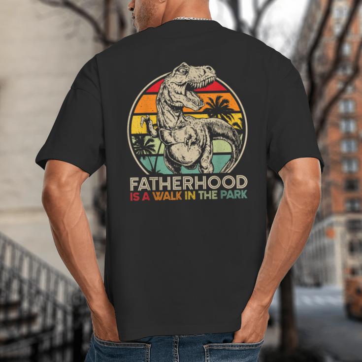 Vintage Fatherhood Is A Walk In The Park DadRex Dinosaur Big And Tall Men's T-Shirt Back Print