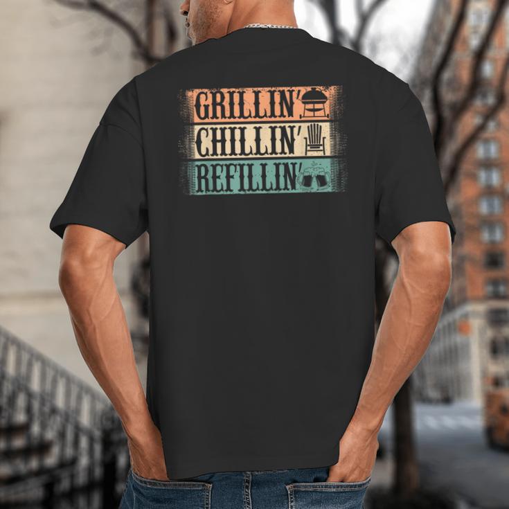 Vintage Grill Dad Grilling Chilling Refilling Big And Tall Men's T-Shirt Back Print