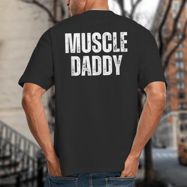 Vintage Muscle Daddy Weightlifter Dad Cool Father Workout Big And Tall Men's T-Shirt Back Print