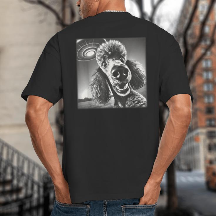 Vintage Poodle Selfie With UFO Alien Photobooth Dog Mom Dad Big And Tall Men's T-Shirt Back Print