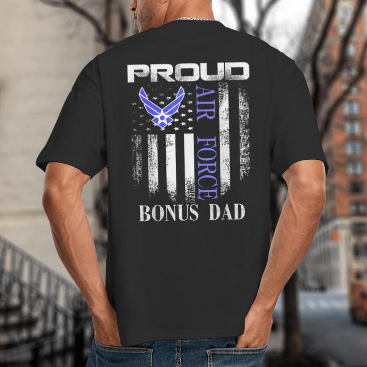Vintage Proud Air Force Bonus Dad With American Flag Big And Tall Men's T-Shirt Back Print