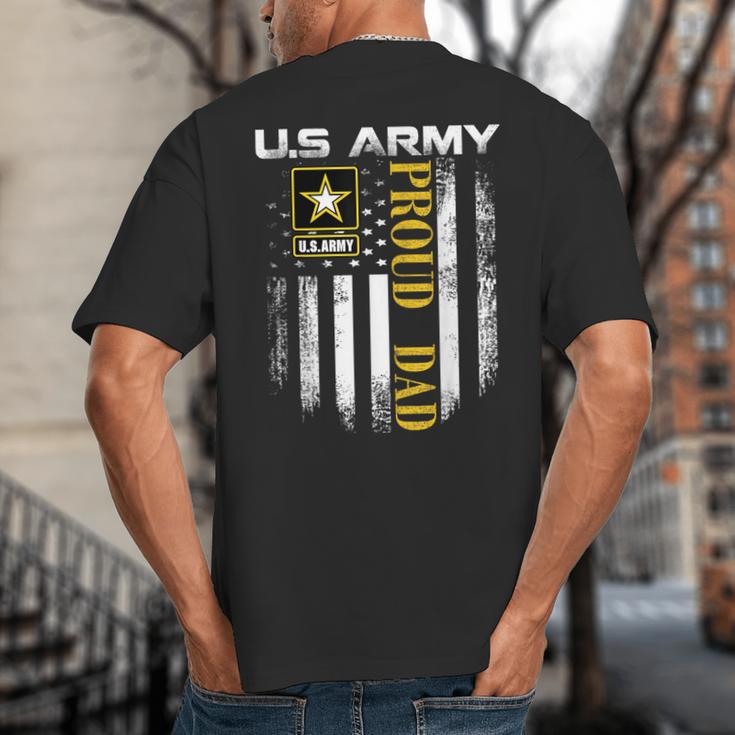 Vintage US Army Proud Dad With American Flag Big And Tall Men's T-Shirt Back Print