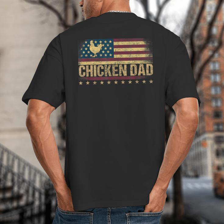 Vintage USA Flag Chicken Dad Stars Big And Tall Men's T-Shirt Back Print