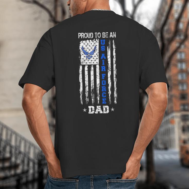 Vintage USA Flag Proud To Be An US Air Force Dad Big And Tall Men's T-Shirt Back Print