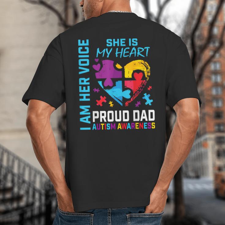 I Am Her Voice She Is My Heart Autism Awareness Daughter Dad Big And Tall Men's T-Shirt Back Print