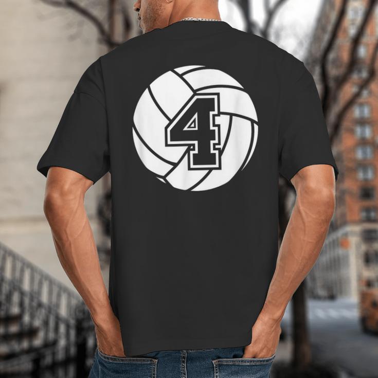 Volleyball Player 4 Volleyball Mom Dad Jersey Number 4 Big And Tall Men's T-Shirt Back Print