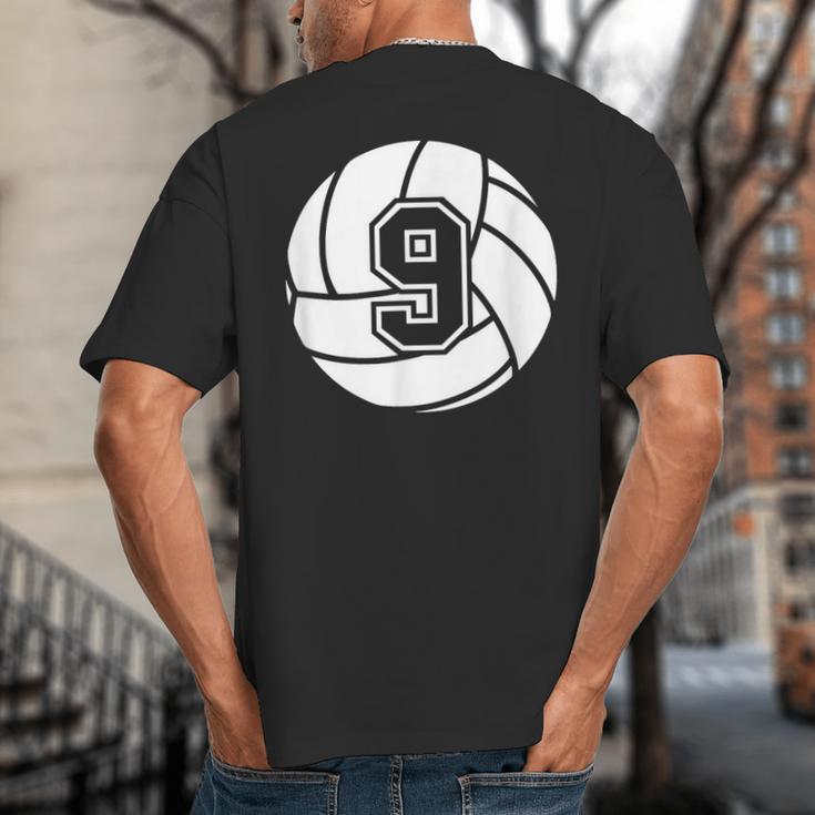Volleyball Player 9 Volleyball Mom Dad Jersey Number 9 Big And Tall Men's T-Shirt Back Print Volleyball Player 9 Volleyball Mom Dad Jersey Number 9 Big And Tall Men's T-Shirt Back Print