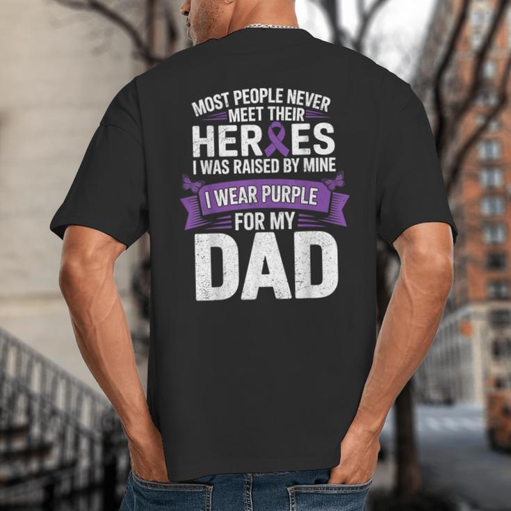 I Wear Purple For My Dad Pancreatic Cancer Support Big And Tall Men's T-Shirt Back Print