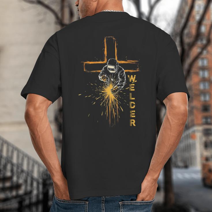 Welder Christian Cross Weld Welding Dad Jesus Lover Big And Tall Men's T-Shirt Back Print