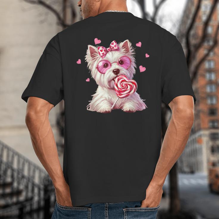 Westie Dog Valentines Day Dog Mom Westie Dad Candy Sucker For Men Women Girls Kids Big And Tall Men's T-Shirt Back Print