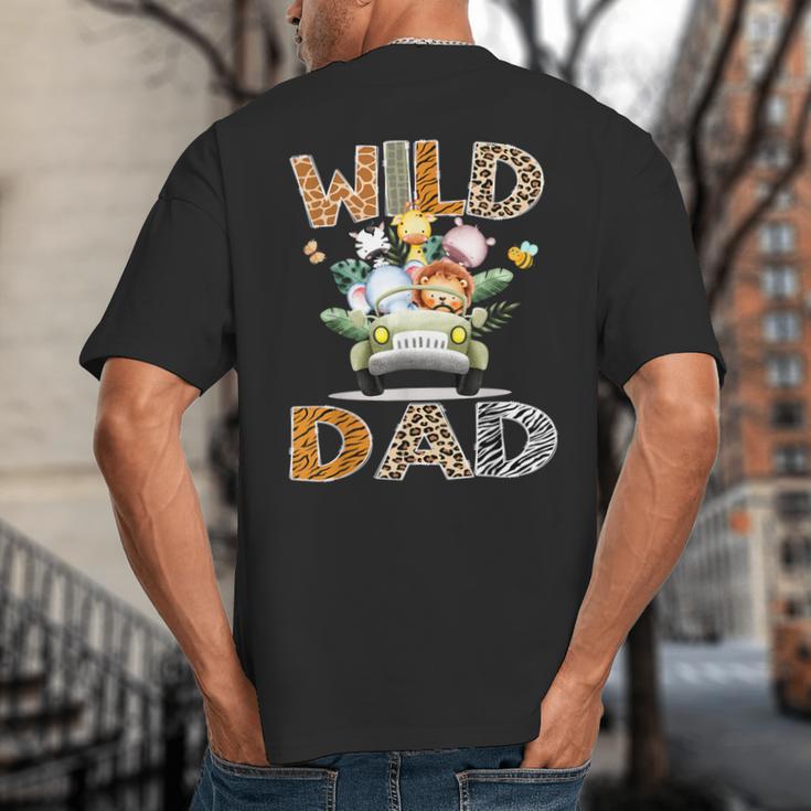 Wild Dad 1St Birthday Safari Jungle Animal Truck Big And Tall Men's T-Shirt Back Print