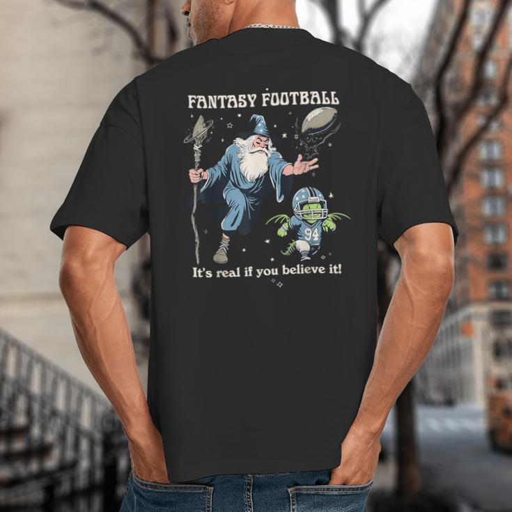 Wizard Dragon Fantasy Football Player Literal Dad Joke Big And Tall Men's T-Shirt Back Print