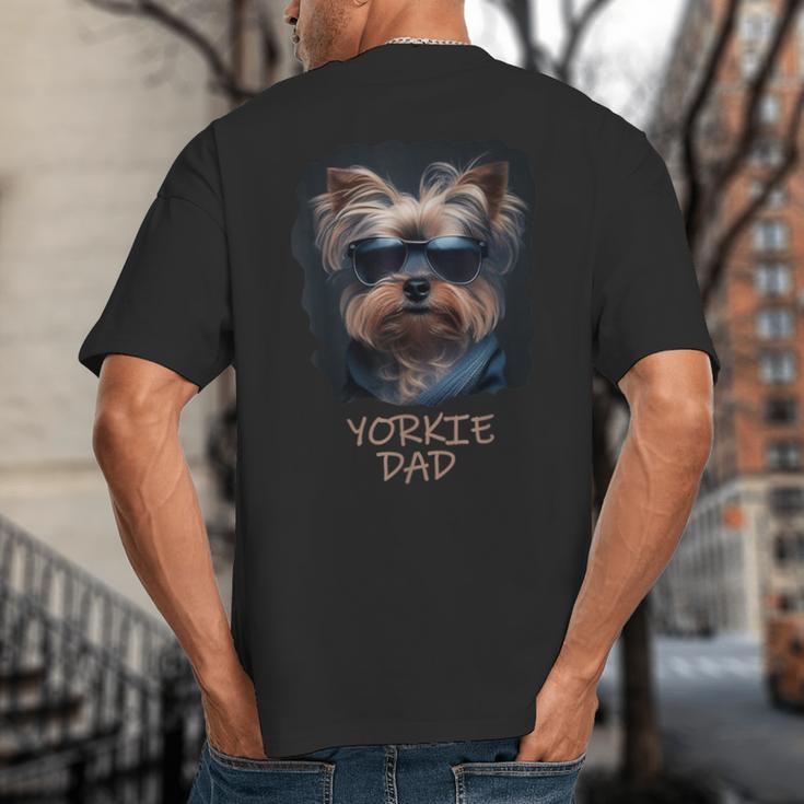 Yorkie Dad Cute Cool Dog In Sunglasses C Big And Tall Men's T-Shirt Back Print