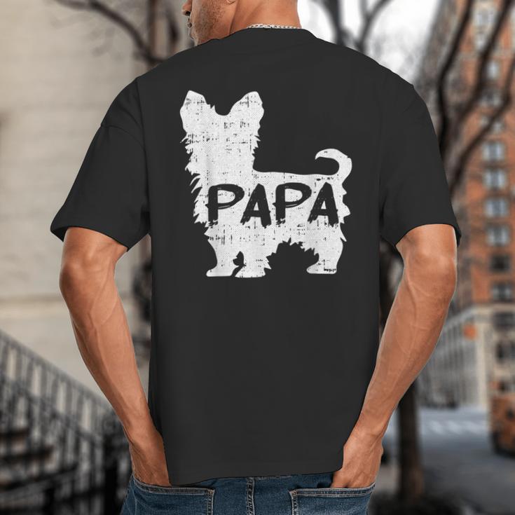 Yorkshire Terrier Papa Dog Puppy Doggie Pet Lover Yorkie Dad Big And Tall Men's T-Shirt Back Print