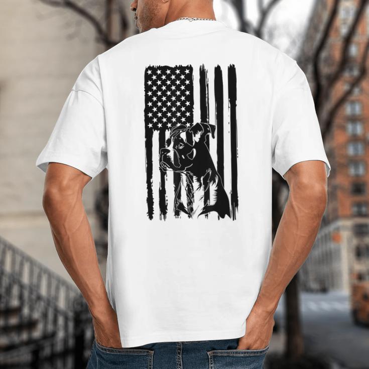 American Flag USA Patriot Boxer Dog Dad Big And Tall Men's T-Shirt Back Print
