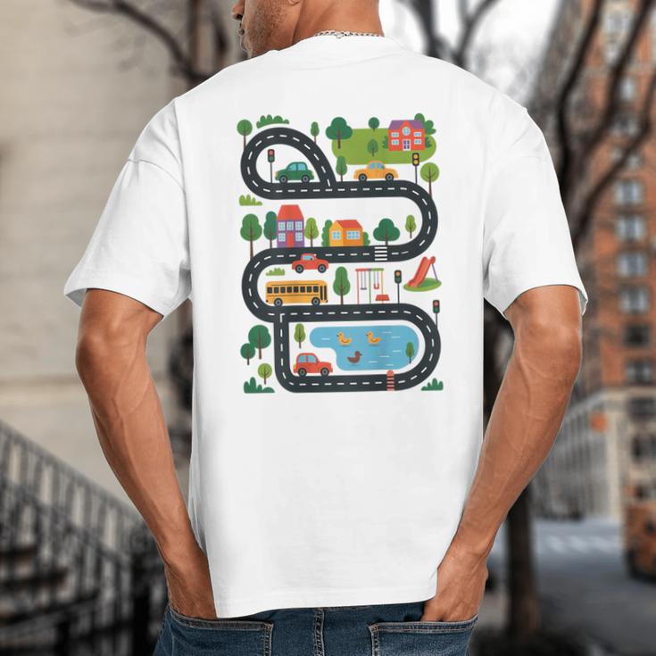 On Back Tired Dads Club Car Race Track On Dad Daddy Big And Tall Men's T-Shirt Back Print