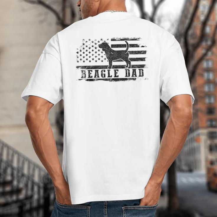 Beagle Dad Distressed American Flag Patriotic Dog Big And Tall Men's T-Shirt Back Print
