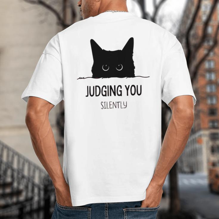 Cat Judging You Silently Cat Mom Dad Premium Tri-Blend Big And Tall Men's T-Shirt Back Print