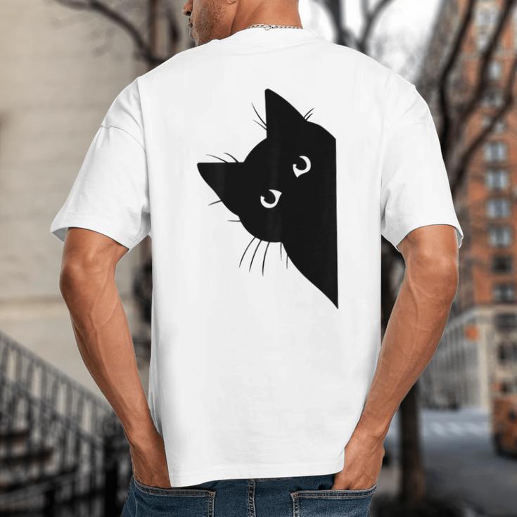 Curious Cat Peeking Sneaky Cat Cat Mom Cat Dad Big And Tall Men's T-Shirt Back Print Curious Cat Peeking Sneaky Cat Cat Mom Cat Dad Big And Tall Men's T-Shirt Back Print