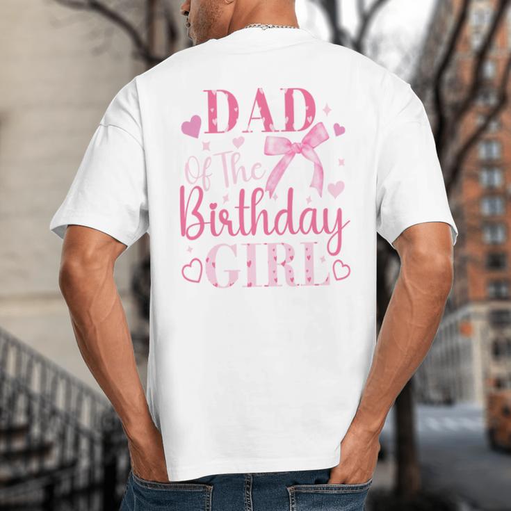 Dad Of The Birthday Girl Bow Cute Pink Matching Family Party Big And Tall Men's T-Shirt Back Print
