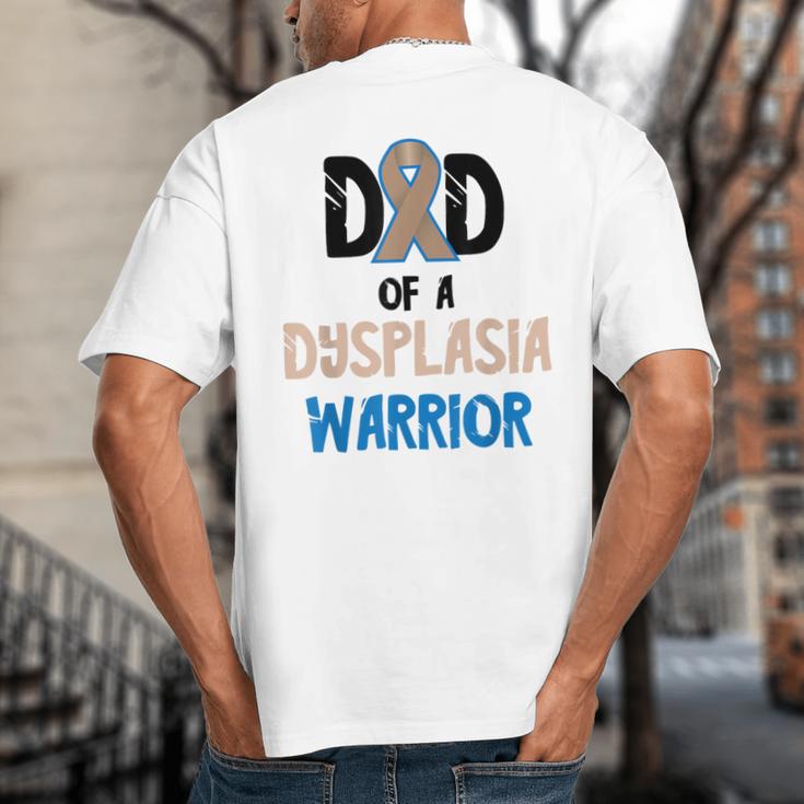 Dad Of A Hip Dysplasia Warrior Beige Blue Hip Dysplasia Big And Tall Men's T-Shirt Back Print